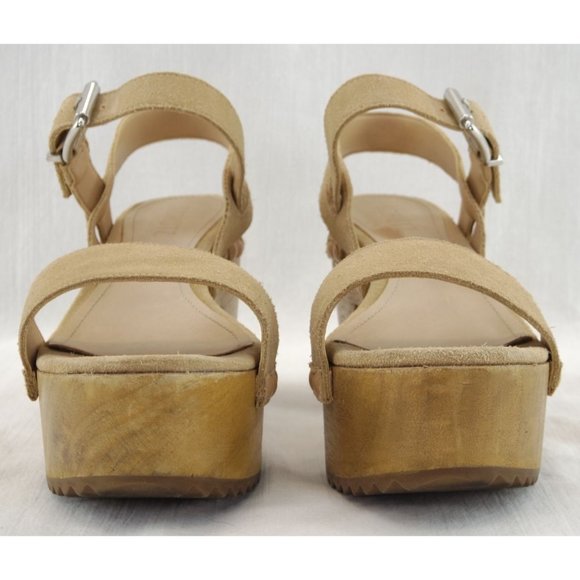 Schutz Suede Platform Sandals | Size 7.5, Tan, Heel - Picture 4 of 8